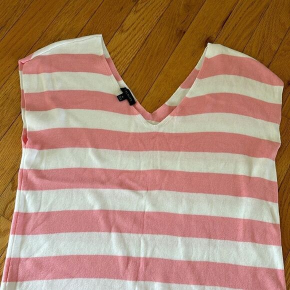 TALBOTS SLEEVELESS RIBBED STRIPE SWEATER PINK SIZE medium - Picture 2 of 6